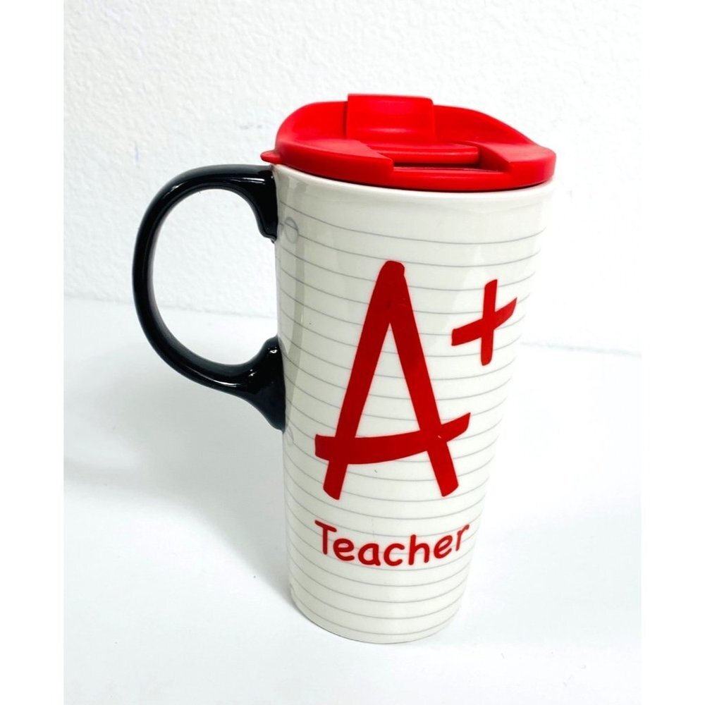 Cypress Home A+ Teacher Notebook Paper Coffee To Go Travel Mug 17oz